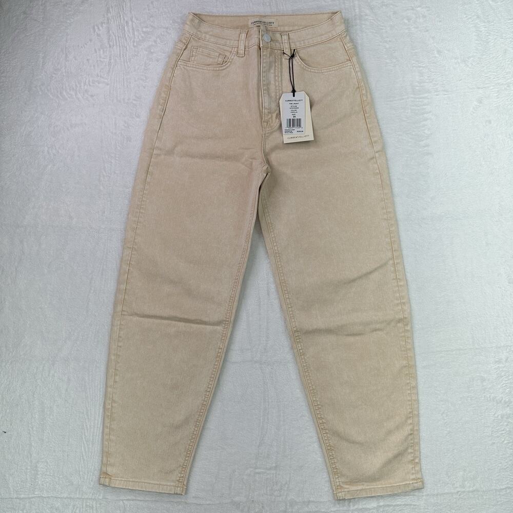 NWT Size 25 Current/Elliott The Jaunt Barrel Leg Vanilla High Rise Jean $228